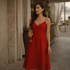 ASOS Midi Button-Through Sundress ☀️ | Vibrant Red | Size 12 | NWT